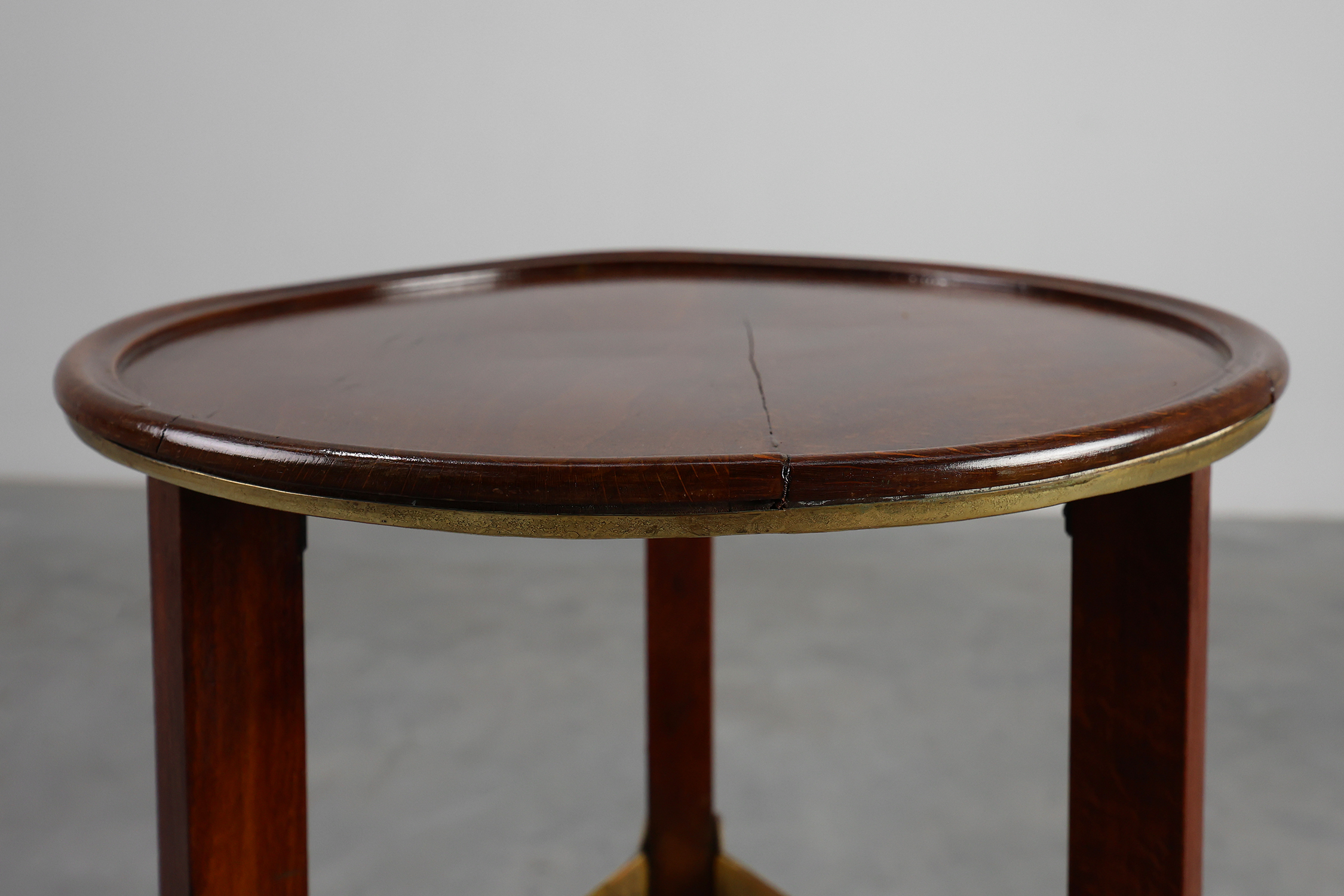Art Nouveau Pedestal in wood and brass, Belgium, ca. 1910thumbnail